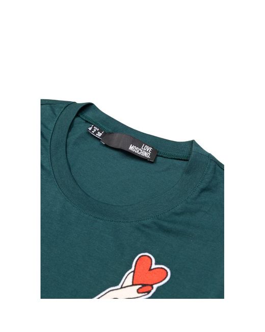 Love Moschino Green Black Cotton T