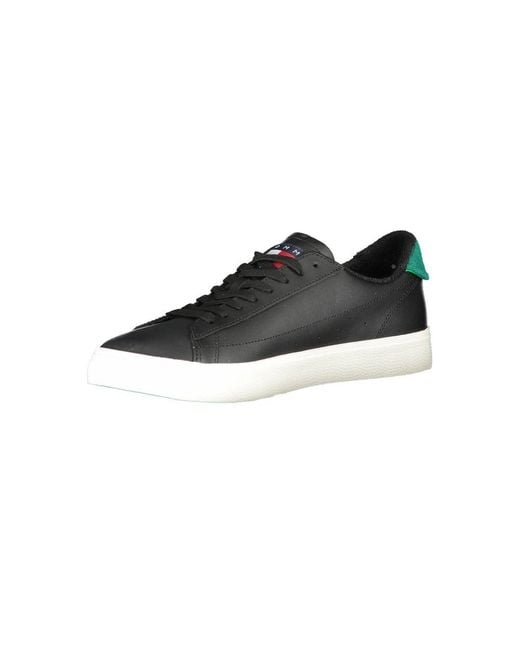 Tommy Hilfiger Black Leather Men Sneaker for men
