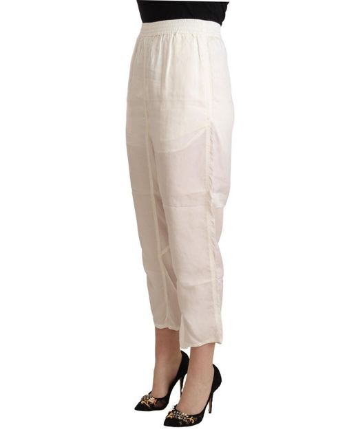 Maison Margiela White High Waist Cropped Trouser Pants