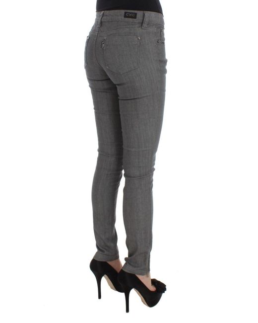 CoSTUME NATIONAL Cotton Blend Slim Fit Jeans Gray Sig30113