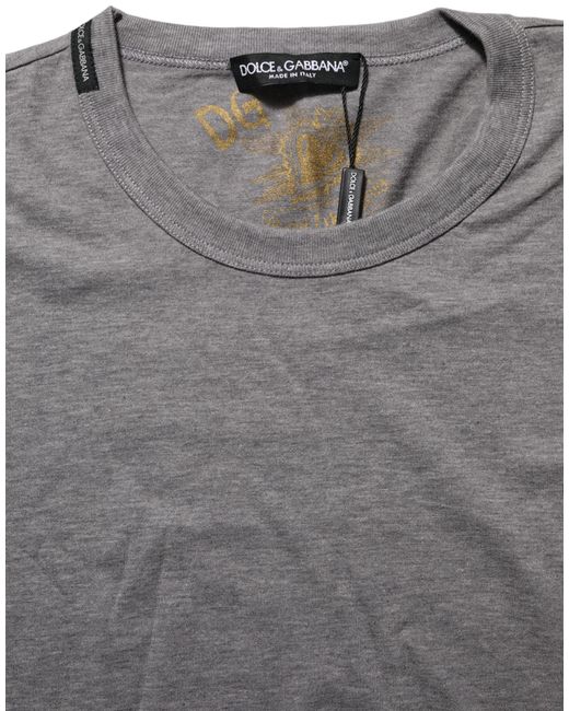 Dolce & Gabbana Gray Cotton Short Sleeves Crew Neck T-Shirt