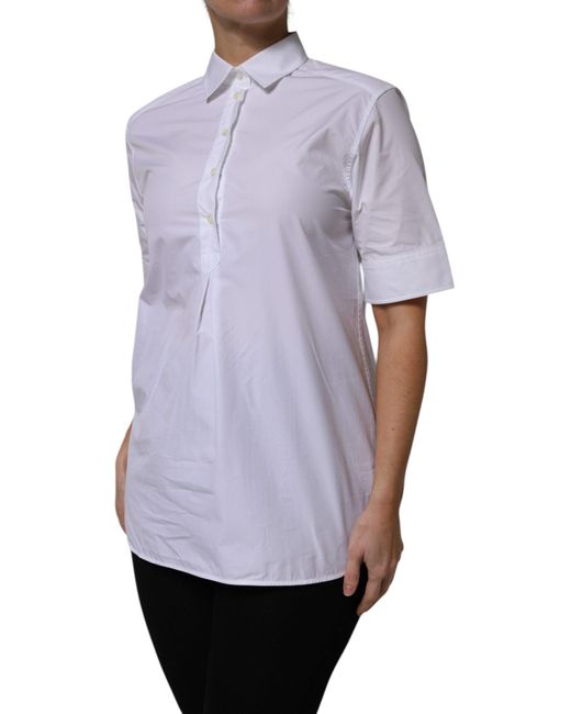 Dolce & Gabbana Purple White Cotton Short Sleeves Collared Polo Top for men