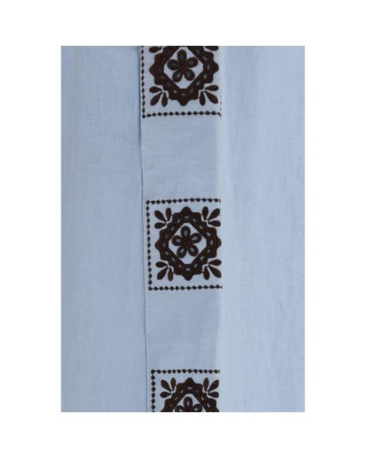 ALÉMAIS Blue Linen Casual Pants