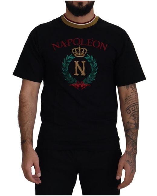 Dolce & Gabbana Black Iconic Cotton Crew Neck Tee for men