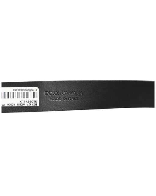 Dolce & Gabbana Black Glossy Leather Classic Metal Buckle Belt for men