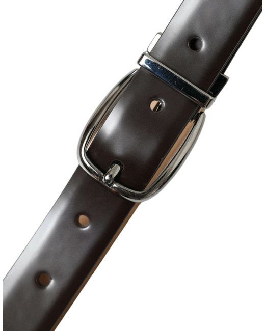 Dolce & Gabbana Black Elegant Leather Belt With Eye-Catching Buckle for men