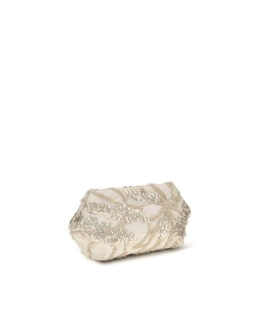 Brunello Cucinelli White Beige Silk Clutch Bag
