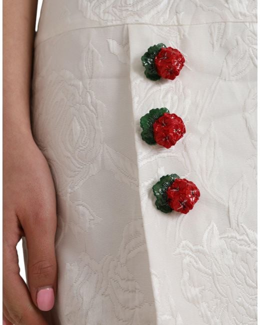 Dolce & Gabbana White Floral Brocade Embellished Mini Skirt