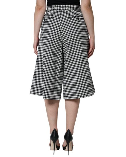 Dolce & Gabbana Gray Houndstooth Cropped Wide Leg Pants