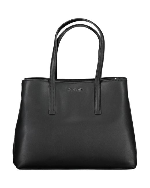Calvin Klein Black Elegant Dual-Handle Designer Handbag
