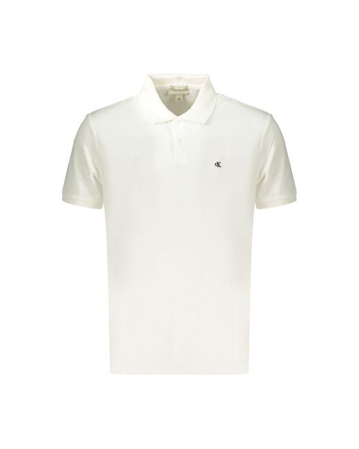 Calvin Klein White Cotton Men's Polo Shirt for men