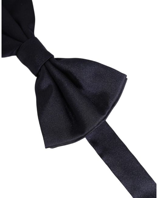 Dolce & Gabbana Men Dark Blue Silk Adjustable Neck Papillon Bow Tie for men