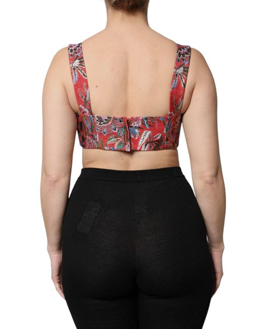 Dolce & Gabbana Black Red Floral Brocade Cropped Bustier Corset Top for men