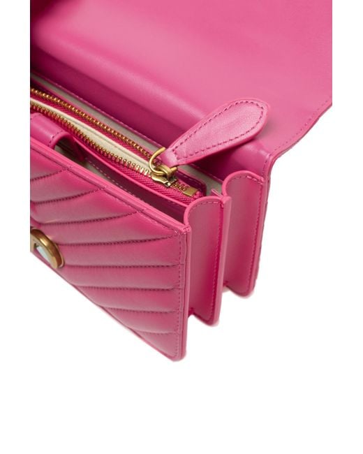 Pinko Pink Leather Love One Mini Shoulder Bag