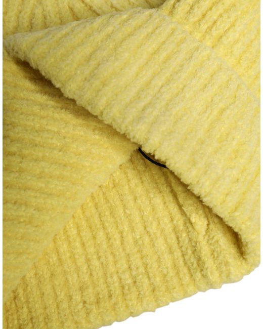 Dolce & Gabbana Yellow Cotton Knitted Winter Beanie Hat for men