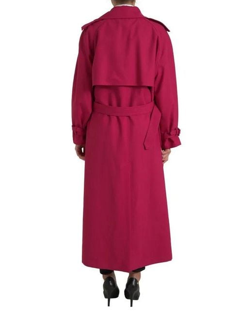 Dolce & Gabbana Red Dark Double Breasted Trench Coat Jacket