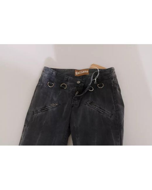 John Galliano Black Grey Washed Low Waist Zipper Side Skinny Denim Jeans