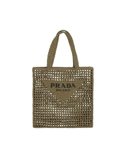 Prada Metallic Raffia Shoulder Bag