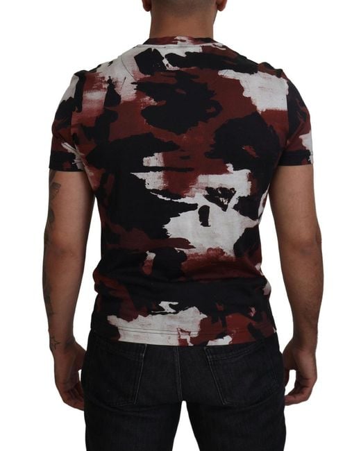 Dolce & Gabbana Black Multicolor Tie Dye Cotton Crew Neck T for men