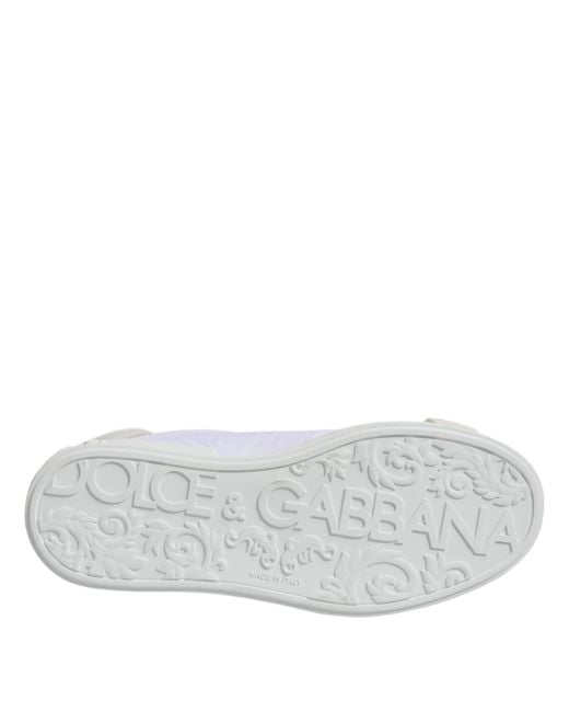 Dolce & Gabbana Multicolor White Nylon Leather Low Top Sneakers Shoes for men