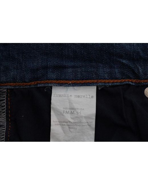 Frankie Morello Blue Wash Torn Dunfermile Slim Fit Jeans for men