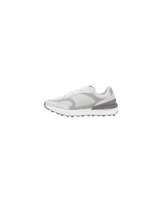 Tommy Hilfiger White Gray Suede Leather Athletic Sneakers