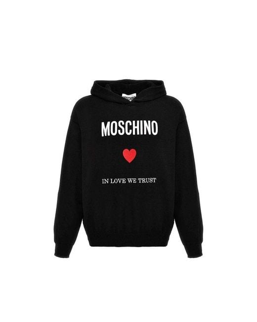 Moschino Couture Black Love We Trust Hooded Sweatshirt for men