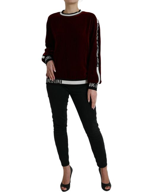 Dolce & Gabbana Black Velvet Round Neck Pullover Sweater