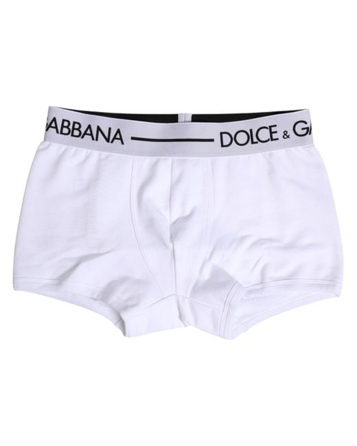 Dolce & Gabbana White Cotton Stretch Regular Boxer Underwear for men