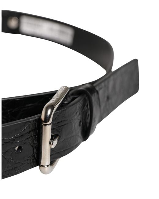 Dolce & Gabbana Black Exotic Leather Metal Buckle Belt Eel Caiman Moluro Python