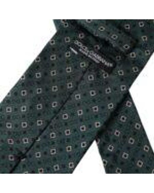 Dolce & Gabbana Green Geometric Silk Necktie for men