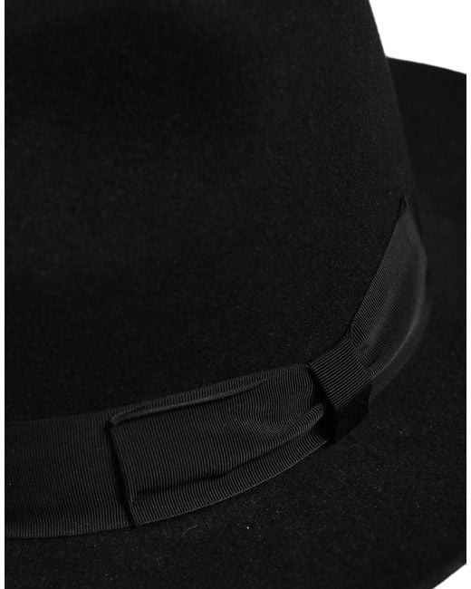 Dolce & Gabbana Men Black Classic Wide Brim Fedora Capello Hat