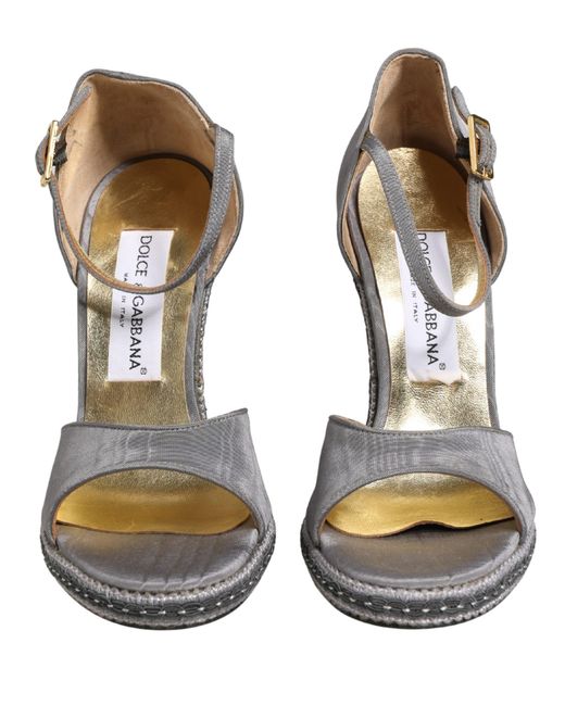 Dolce & Gabbana Gray High Heeled Sandals Ankle Strap Shoes