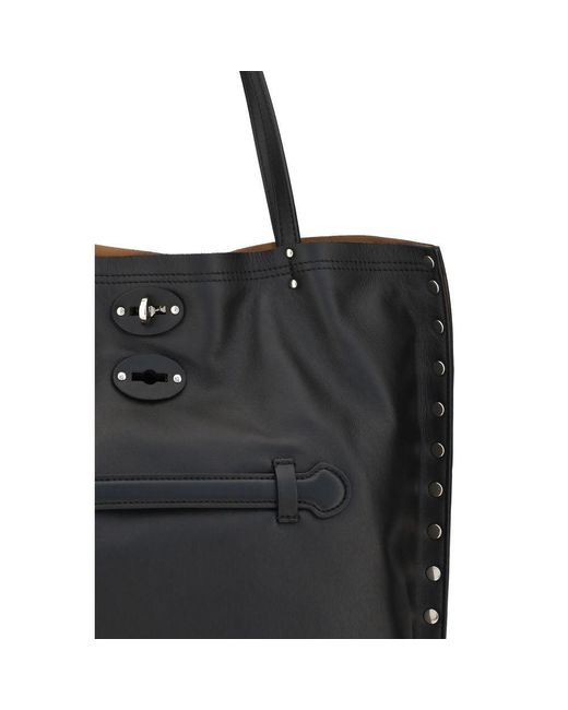 Zanellato Black Calf Leather Bos Taurus Shoulder Bag