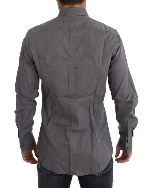 Dolce & Gabbana Gray Elegant Slim Fit Cotton Dress Shirt for men