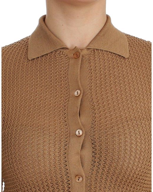 Dolce & Gabbana Blue Knitted Cotton Cardigan Beige Sig13249