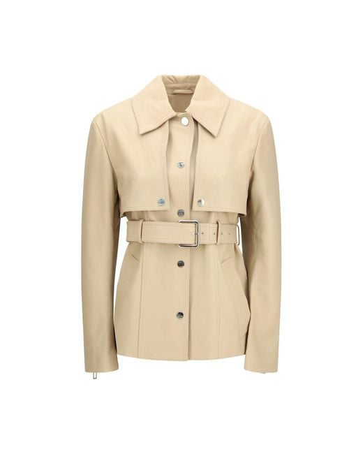 Max Mara Natural Beige Lamb Ovis Aries Aries Leather Jacket