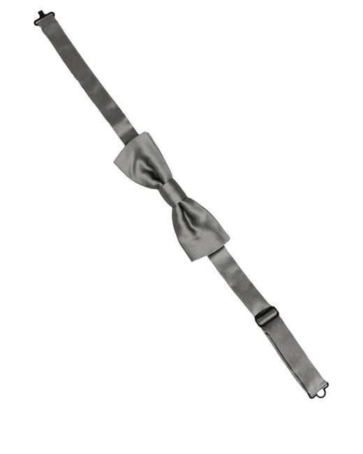 Dolce & Gabbana Gray Silk Bow Tie for men