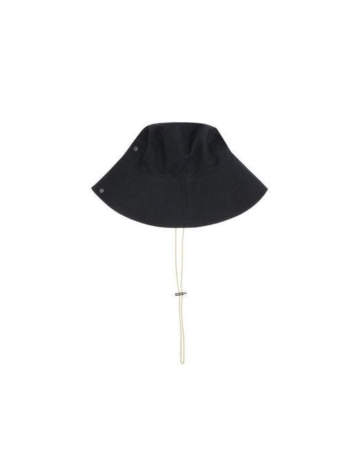 Burberry Black Check Brim Gabardine Bucket Hat