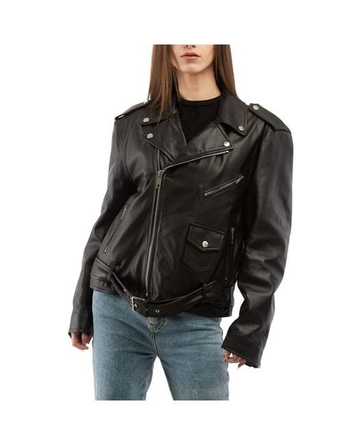 Moschino Black Polyester Leather Jacket