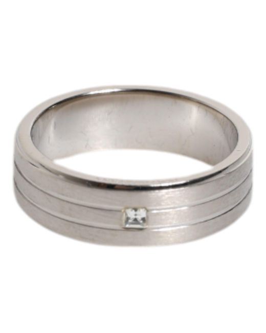 Dolce & Gabbana Gray Silver Tone Brass Clear Crystal Dg Logo Ring for men