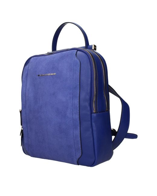 Piquadro Blue Leather Backpacks