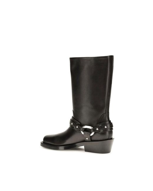 Rabanne Black Calf Leather Bos Taurus Flat Boots