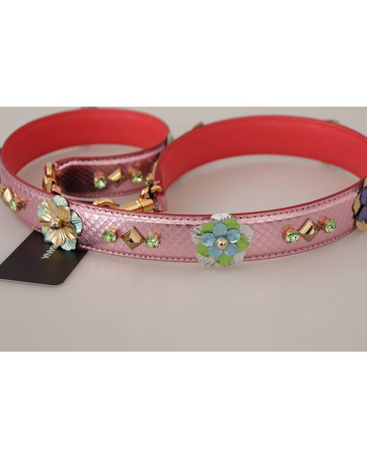 Dolce & Gabbana Red Elegant Metallic Leather Shoulder Strap