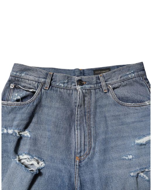 Dolce & Gabbana Blue Ripped Denim Jeans for men