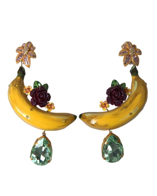 Dolce & Gabbana Metallic Gold Brass Crystal Banana Clip