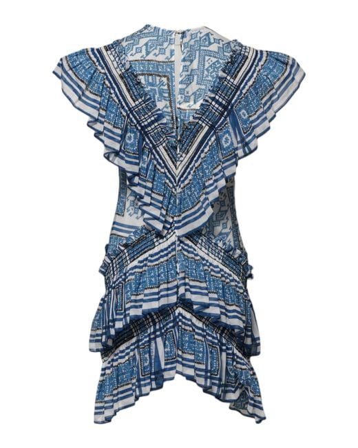 Philosophy Di Lorenzo Serafini Blue Patterned Layered Short Sleeves Mini Dress for men