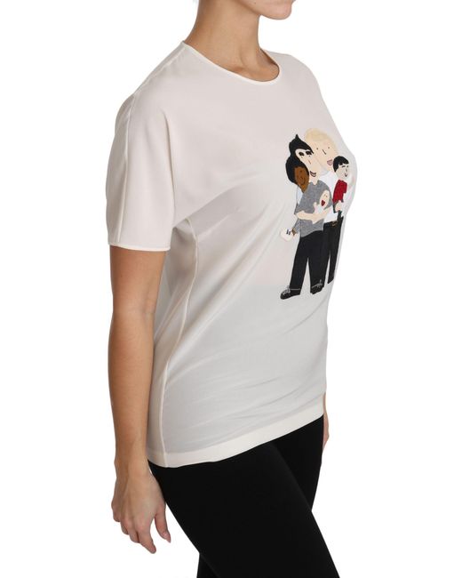Dolce & Gabbana White Dolce Gabbana Tsh3082 Family Appliqu Top