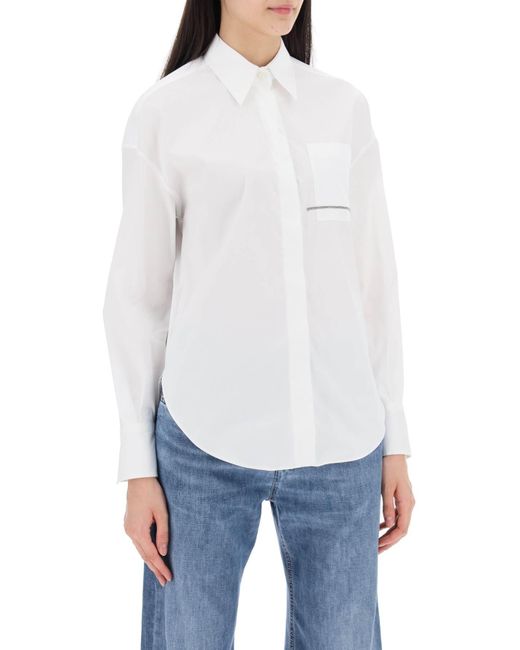 Brunello Cucinelli White "shirt With Jewel Detail On The