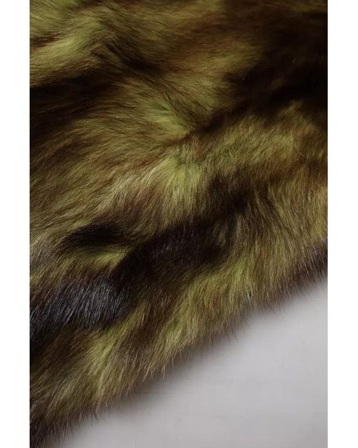 Dolce & Gabbana Green Fur Shawl Neck Wrap Cover Collar Scarf